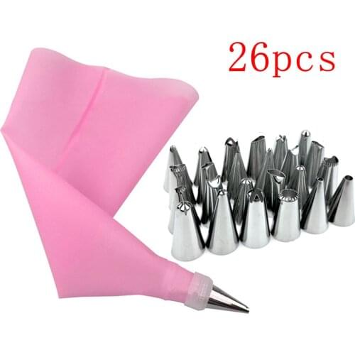 26 Pcs Cake Icing Bag Nozzles Chocolate Fondant Cream Stainless Steel Piping Nozzles Kit DIY Icing Piping Cream Decorating Tools
