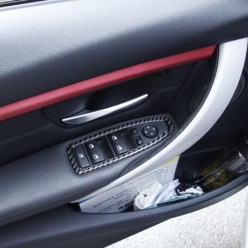 4 Pcs Soft Carbon Fiber For BMW 3 4 Series F30 F35 2013-2019 Car Interior Window Lift Button Frame Trim Stickers Accessories