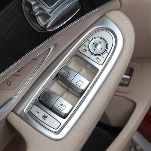 Car-styling cover trim window lift button switch sequin stainless steel interior Bright For Mercedes Benz New C Class W205 GLC