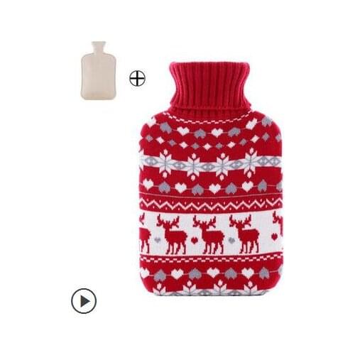 Free shipping 2000ml large winter wart hand Wool cloth cartoon hot water bag rubber water filling hot water bag