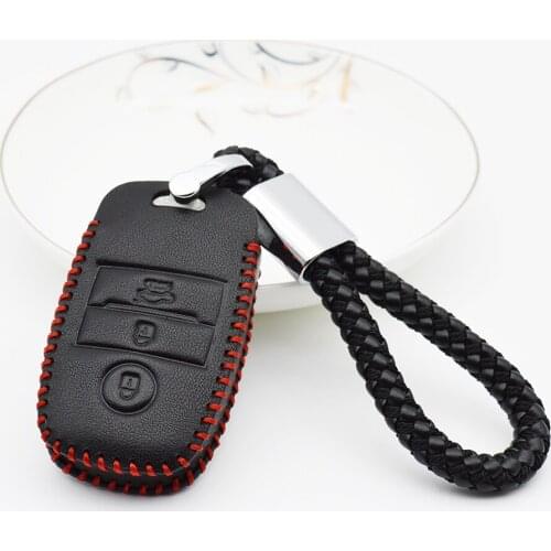 For Kia Ceed Rio K2 3 4 2017 K3 Picanto Sportage 3 2015 Sorento Genuine Leather Car Key Cover Case Key Chain Protector Shell Bag