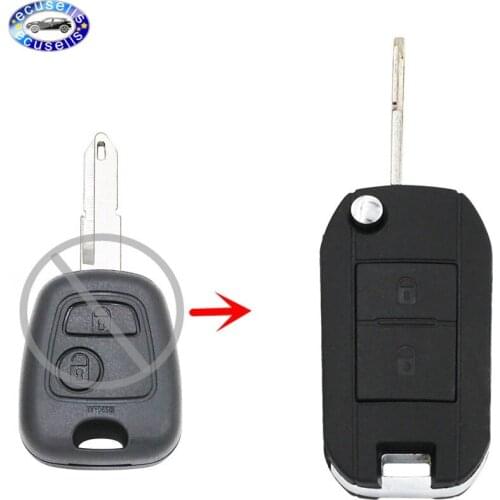 2 Button Upgrade To Flip Remote Key Shell Case Fob for Peugeot 206 205 405 106