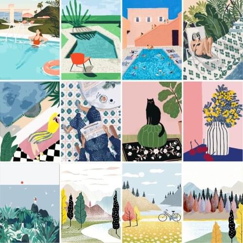 GATYZTORY 60x75cm Frame Summer Landscape Painting By Numbers For Adults HandPainted Paint by Numbers Home Decor Art