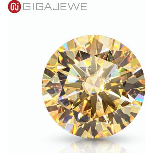 GIGAJEWE Hand-Cutting Round Champagne 8 Hearts And 8 Arrows VVS1 Moissanite Premium Gems Loose Diamond Test Passed Gemstone