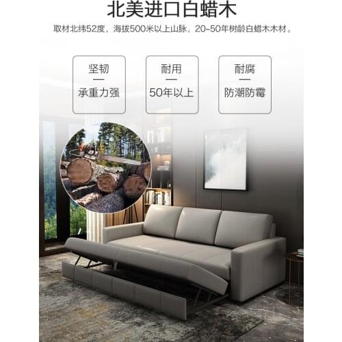 Living room leather sofa bed dual purpose foldable small apartment multifunctional sitting and sleeping leather art double