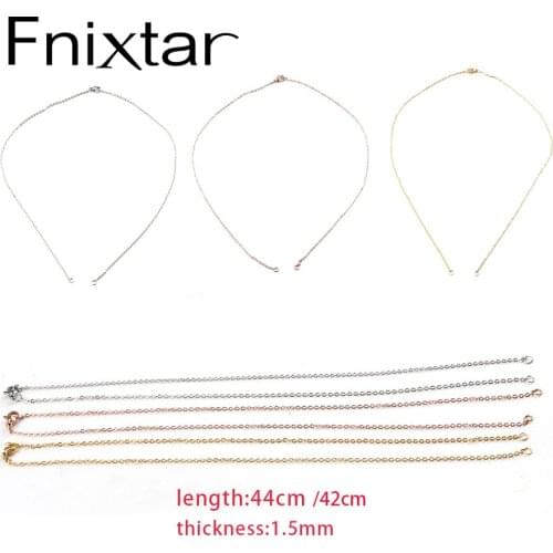 Fnixtar 1.5mm Thickness DIY Cable Chains Neckalce Stainless Steel Basic Chain Neckalce Making 42cm 44cm 10pcs/lot