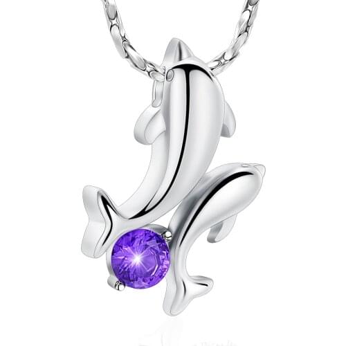 Cremation Jewelry Dolphin Urn Necklaces for Ashes for Women Girl Memorial Keepsake Necklace for Human Pet Ashes Pendent