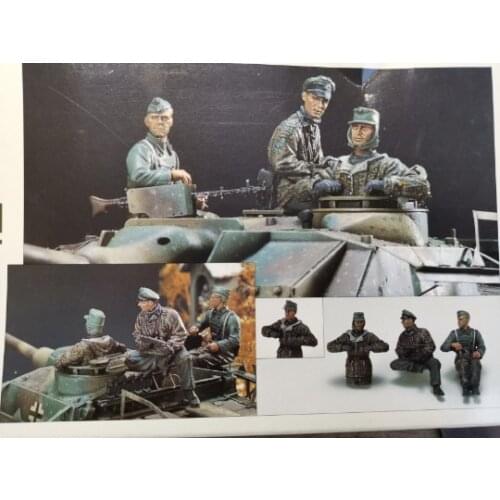 1/35 Scale German Panzerkampfwagen V Panther Tank Crew 3 people WWII Miniatures Unpainted Resin Model Kit Figure