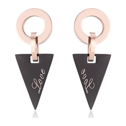 Creative Unusual Earrings Womens Stainless Steel Jewelry Fashion Love Circle Triangle Earrings For Women Jewelry Accessories