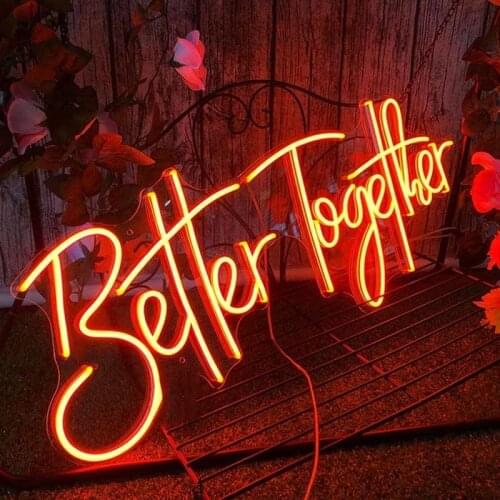 OHANEONK Custom Name Logo 12V Led Neon Signs Light of Better Together for Home Room Wall Backdrop Decoration Party Wedding Signs