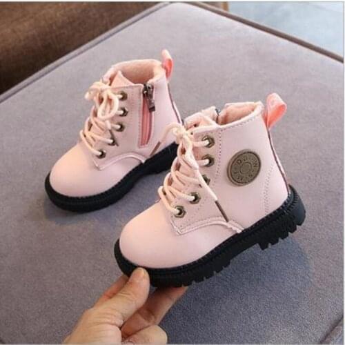 Autumn / winter 2020 new childrens Plush boots boys and girls British warm Martin boots baby soft bottom short boots
