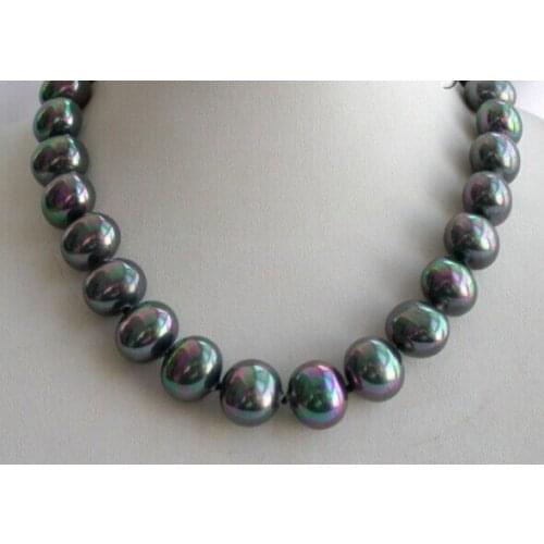 Stunning big 12mm baroque black south sea shell pearl necklace AAA style Fine Noble real Natural free shipping