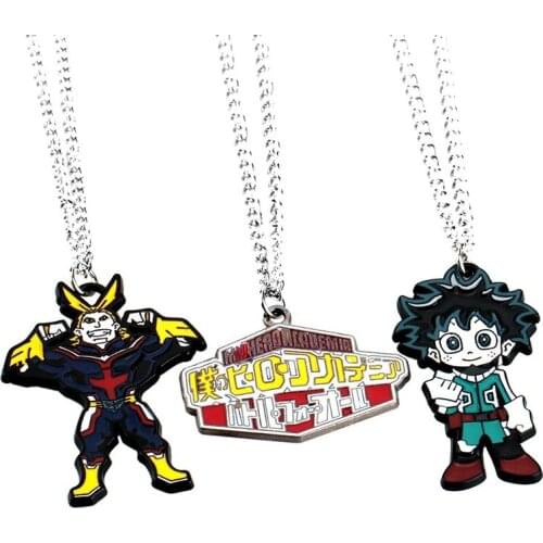 Wholesale 5 Pcs My Hero Academia Necklace Japanese Anime Figues Metal Pendant Neck Accessory for Women Men Cosplay Jewelry Gifts