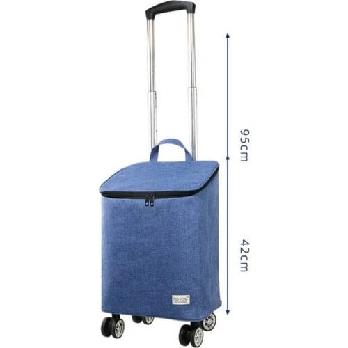 Aluminum Alloy Portable Folding Fresh-Keeping Grocery Shopping Cart, Household Lightweight Luggage Trolley