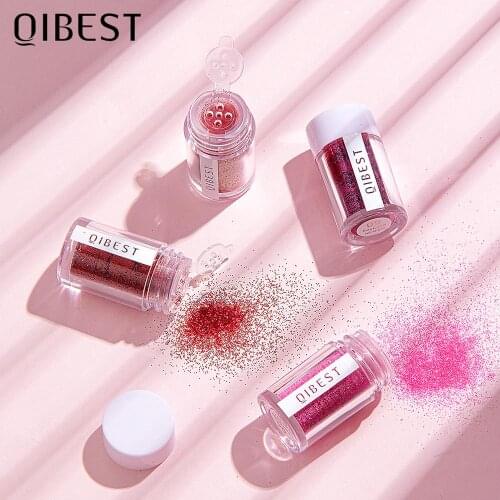 QIBEST Glitter Eye Shadow Powder 14Colors Shimmer Eye Shadow Diamond Shiny Pigment Makeup Shadows Multifunctional Eyes Cosmetic