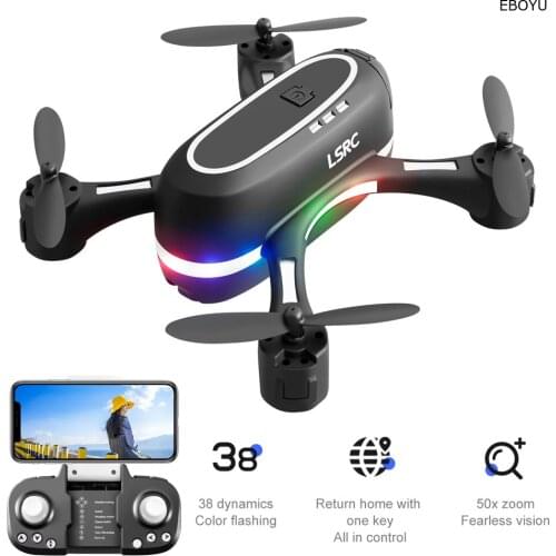 EBOYU Rainbow RC Drone 2.4G 720P WiFi FPV RC Quadcopter Dual Cams Altitude Hold One-Key-Return Colorful Light RC Quadcopter Toy