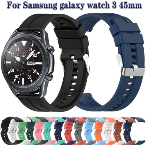For Samsung galaxy watch 3 45mm Strap Silicone Wristband Bracelet 22mm Watch band Replacement Watchbands For Gear S3 Frontier