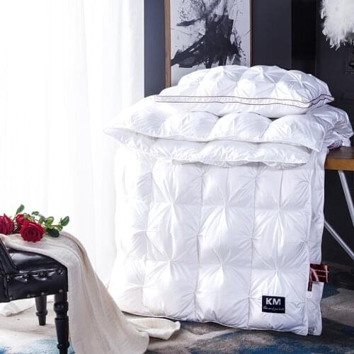 HOT 3d luxury Goose Down Duvet quilted Quilt king queen full size Comforter Winter Thick Blanket Solid Color Free shipping