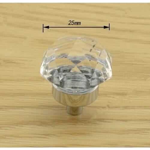 25mm Luxury Crystal Drawer knob Silver Aluminium Alloy dresser cupboard shoe cabinet Furnitures handles pull knobs