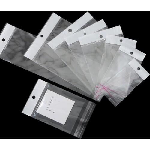 100Pcs Opp Bag Self Adhesive Clear Transparent Plastic Bags Beads Jewelry Storage Packaging Gift Bag With Hang Hole Pouches