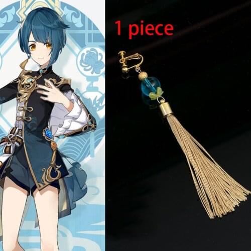 Genshin Impact Xingqiu Cosplay Earrings Ear Clip Fashion Earring Pendant Halloween Cosplay Costume Accessories