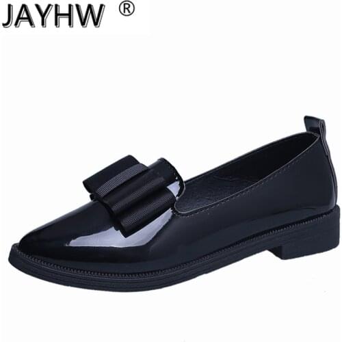 2021 British style flat single shoes loafers patent leather working shoes professional small leather shoes women