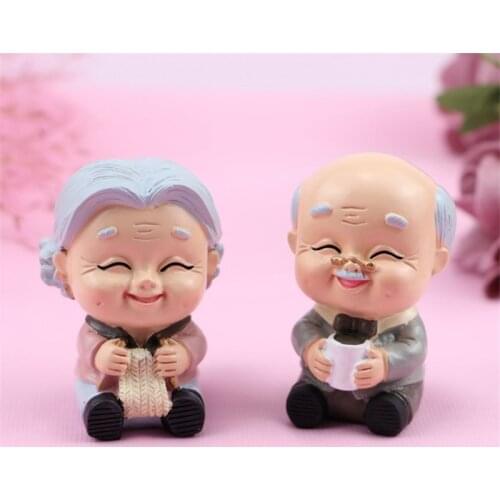 Home Car Decor Ornaments Creative Couple Baking Cake Decoration Sculpture Crafts Birthday Party Wedding Supplies Old Man Gifts