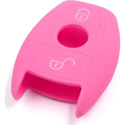 Uxcell Pink Silicone Car Remote Key Fob Cover Case for Mercedes Benz E C Class C260