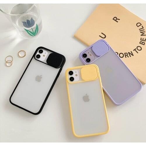 Candy Color Camera Lens Protection Phone Case on For iPhone 11 12 Pro Max 8 7 6 6s Plus Xr XsMax X Xs SE Slide Soft Back Cover