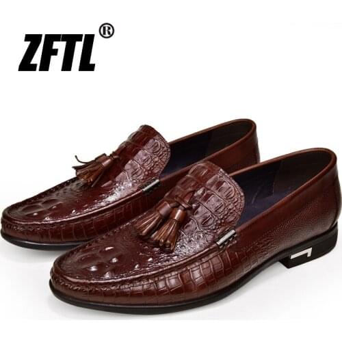 ZFTL NEW mens loafers man casual shoes male Crocodile pattern Genuine Leather handmade lazy shoes mens Driving shoes 180