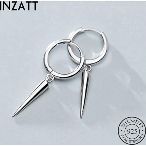 INZATT Real 925 Sterling Silver Minimalist Cone Hoop Earrings For Fashion Woman Part Cute Fine Jewelry Geometry Accessories Gift