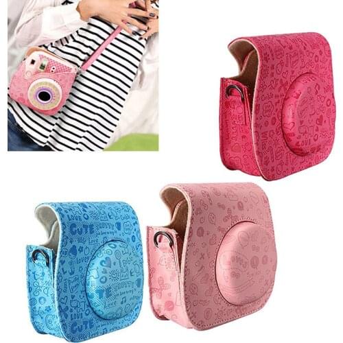 Women Girls Cute Cartoon Durable PU Leather Camera Protective Case Shoulder Bag Handbags for FUJIFILM Instax Mini8 Mini8s