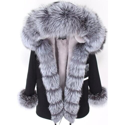 Maomaokong 2020 fashion winter jacket female coat natural fox fur collar loose long coat fur coat lining detachable
