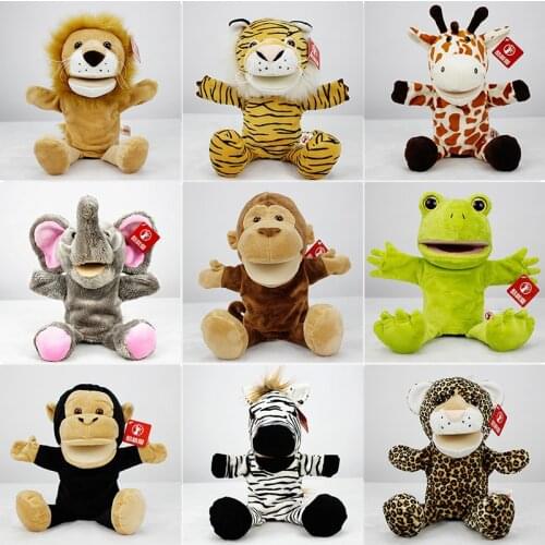 Animal Hand Puppet Marioneta Fox lion bear unicorn bear Puppet Dolls Plush Elephant Cat Hand Doll Learning Baby Toys Puppets