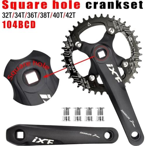 IXF bicycle crank chainwheel 104BCD MTB Bike Crankset Aluminum Alloy With Bottom 170mm crank black 32T 34T 36T 38T plate
