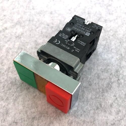1Pc XB2-BW8465 Double Square Illuminated Pushbutton Switchs DC12V / DC24V / AC110V / AC220V Push Button Switch With Lamp Light