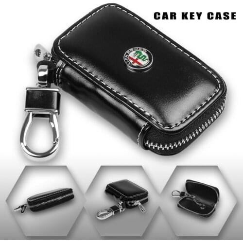 1PCS Leather Car Styling Key Wallets Car Key Holders Buckle Key Case For Alfa Romeo 159 147 156 166 Giulietta Giulia Mito Spider