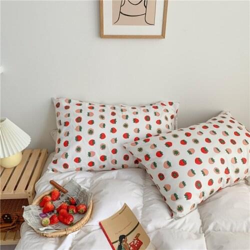 100% Cotton thickened rural style flower grid print envelope pillowcase INS simple Printing Pillow Case Cover For Bedroom Use