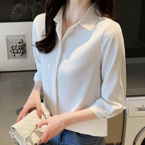 2020 Autumn Fashion Casual Plus Size Button Cardigan Shirt for Women Solid Chiffon Blouse Women Ladies' Tops Blusas Mujer 10551