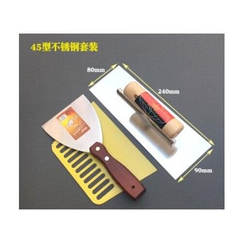 High quality 3pcs/set 240x80/90mm Plastering Finishing Trowel Steel Blade Wooden handle Flat for Smooth Finishing