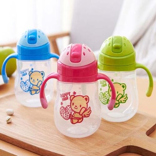 330ml Plastic Water Bottle with Straw BPA Free Drink Bottle With Rope Creative Cartoon Sport Drinking Bottles Gifts for Kids