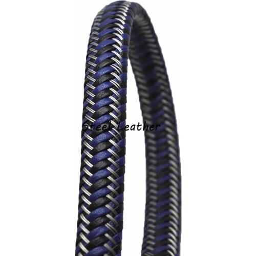 5m/lot Approx 12*6mm Flat Braid Leather Rope Cord For Diy Europe Men Bracelet Bangle Jewelry Making Findings Accessory handmade