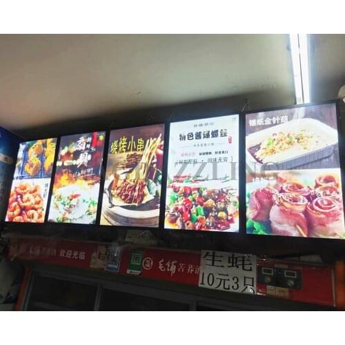 5Units Slim Black Aluminum Frame LED Edge-lit Menu Light Box A1 Magnetic Illuminated Menu Panels for Fast food Store/Restaurant