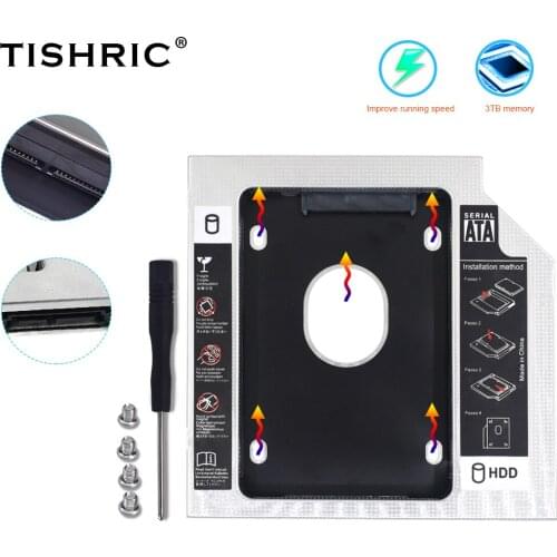 TISHRIC Aluminum 9.5mm/12.7mm SATA to SATA 2nd HDD Caddy SATA 3.0 2.5'' SSD Case Optibay HDD Case/Enclosure Box for Laptop