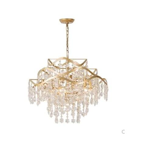 American living room clothing store creative personality wrought iron ring restaurant bedroom cloakroom crystal chandelier