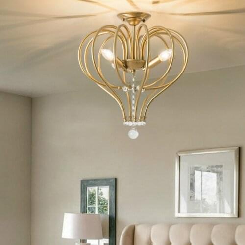 American ceiling lamp Bedroom lamp room creative minimalist iron lamp study aisle balcony light Garden Crystal light LB40307