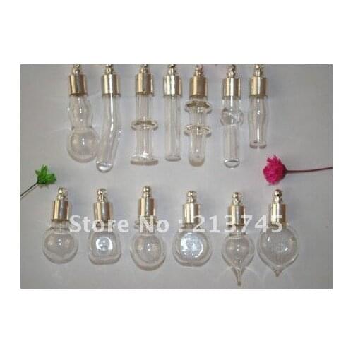Freeshipping Mix Stytle gold Clear glass Vial Pendants Cap need gLUE BS6729 Pufume pendant