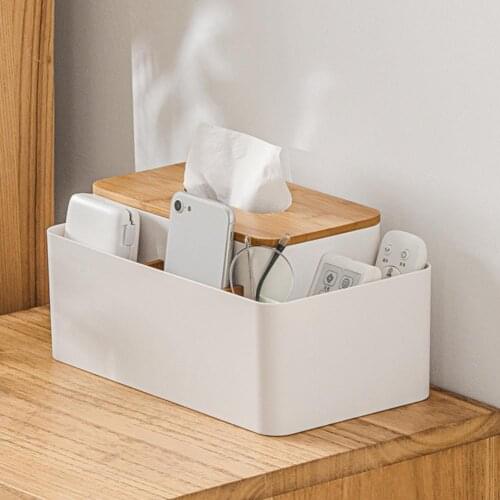 Wooden Tissue Holder Tissue Case Eco-friendly Large Capacity Bamboo Tissue Storage Holder Supplies for Home Storage Box