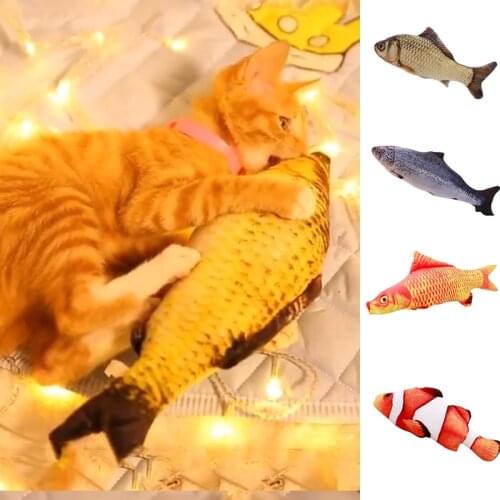 Pet Soft Plush 3D Fish Catnip Toy Stuffed Pillow Fish Shape Cat Toys Interactive Gifts Doll Simulation Fish Playing Toy For Cat