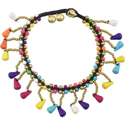 Ethnic Bohemian Rope Woven Handmade Bracelets for Women Colorful Stone Tassel Statement Braided Bracelet Party Jewelry Gift